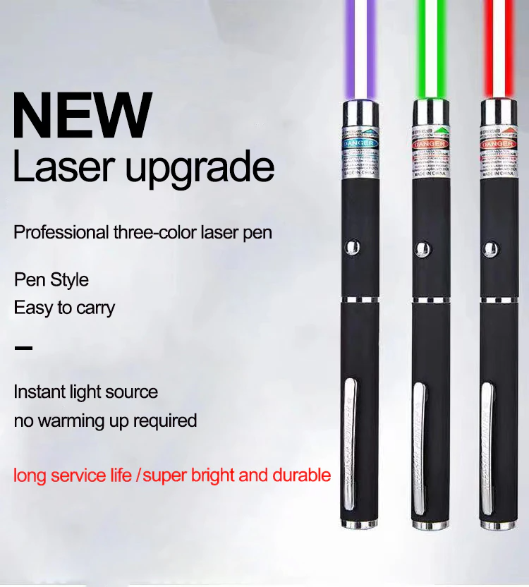 3 Packs 1000 Meters  Laser Pointer Pen Green Blue Red Light Visible Beam