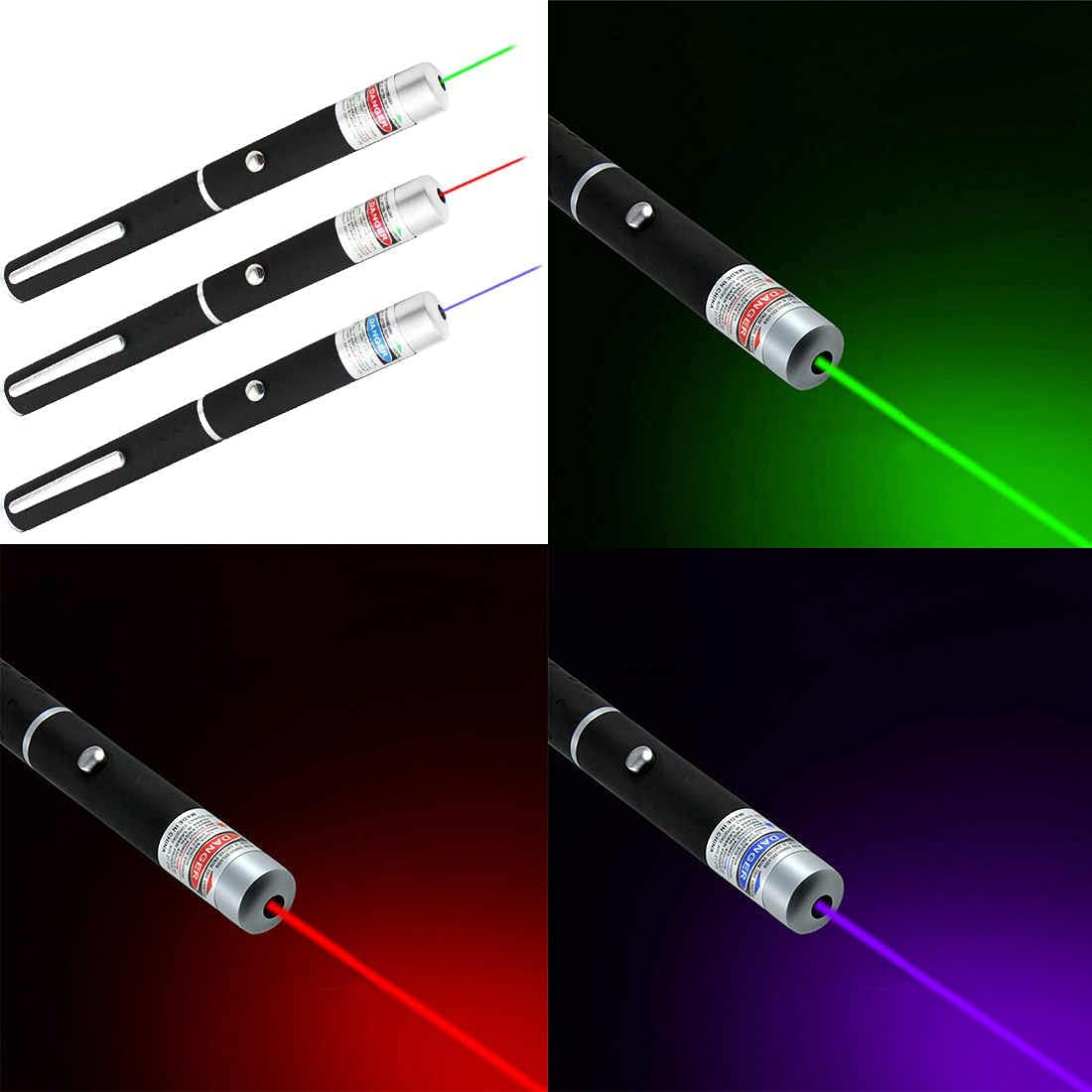 3 Packs 1000 Meters  Laser Pointer Pen Green Blue Red Light Visible Beam